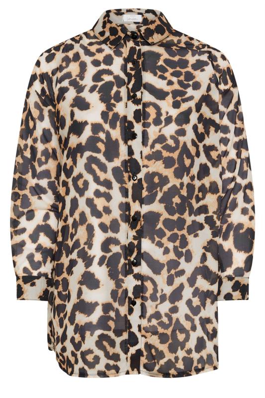 YOURS LONDON Plus Size Natural Brown Leopard Print Shirt | Yours Clothing 5