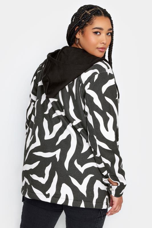 YOURS Plus Size Zebra Print Hooded Shacket | Yours Clothing  3