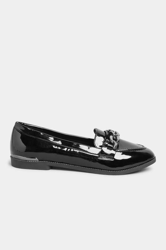 PixieGirl Black Patent Chain Detail Loafers In Standard D Fit_B.jpg