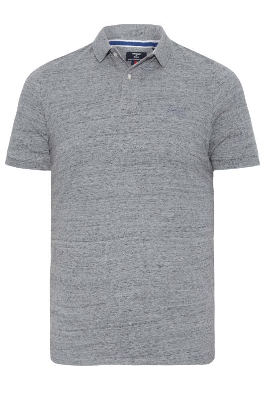 SUPERDRY Big & Tall Grey Pique Polo Shirt 1