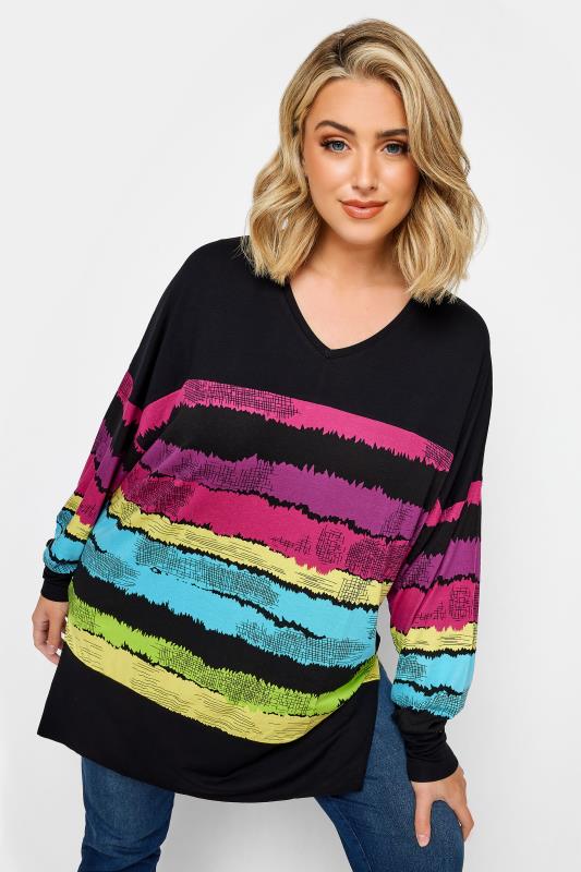  Grande Taille YOURS Curve Black Stripe Print Top