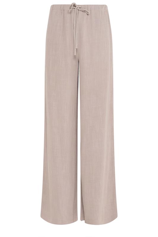 LTS Tall Women's Natural Brown Wide Leg Linen Trousers | Long Tall Sally 5