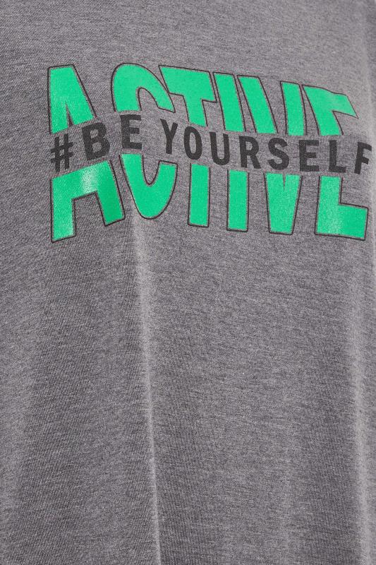 YOURS ACTIVE Plus Size Grey '#Be Yourself' Slogan Top | Yours Clothing 6