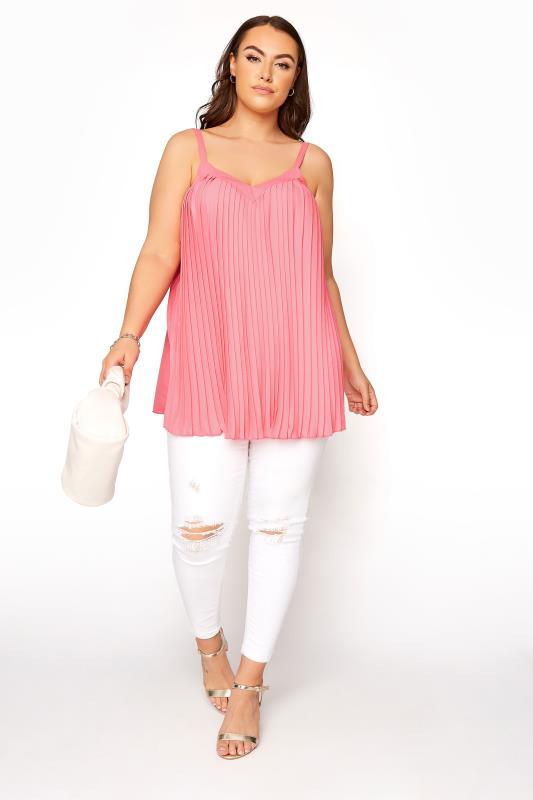 YOURS LONDON Pink Pleated Front Cami_B.jpg