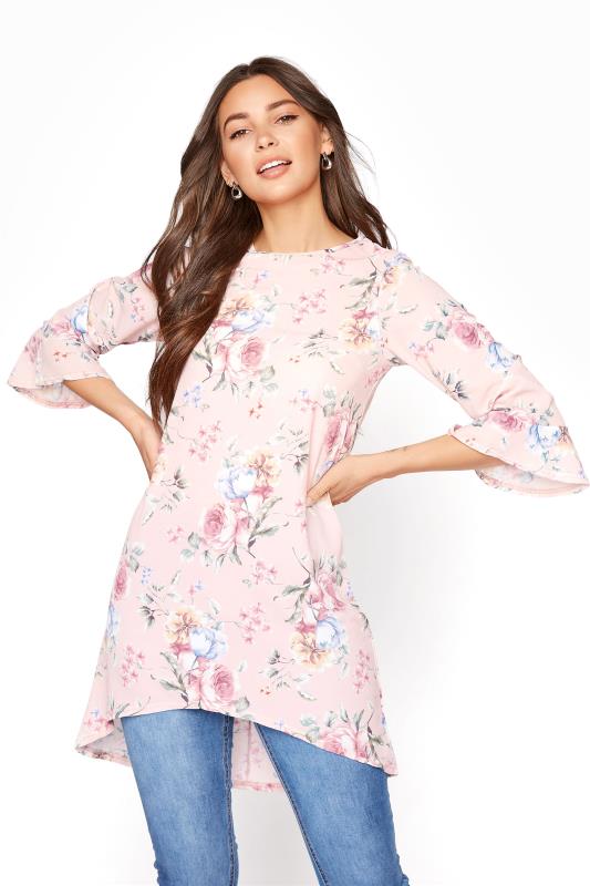 LTS Blush Pink Floral Flute Sleeve Tunic_A.jpg
