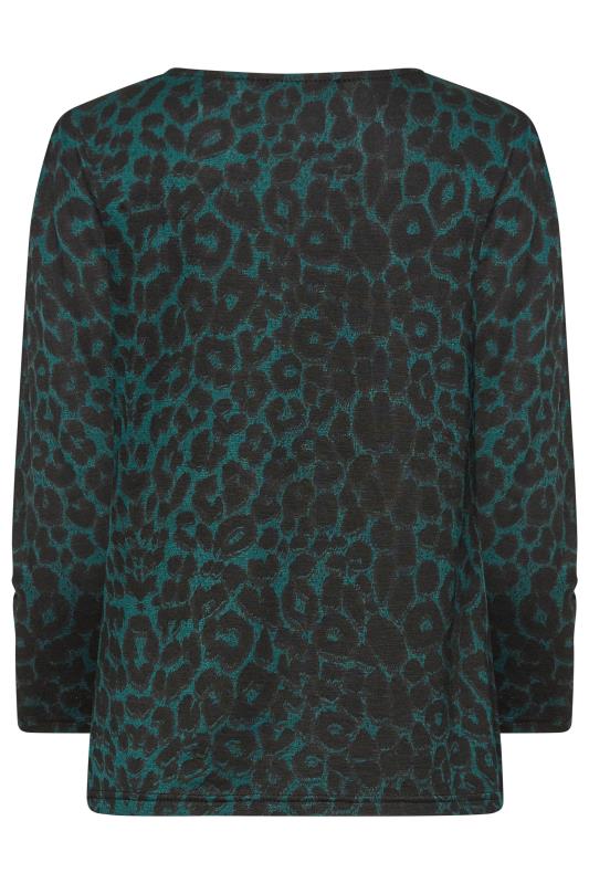 YOURS PETITE Curve Plus Size Green Animal Print Long Sleeve Top | Yours Clothing  7