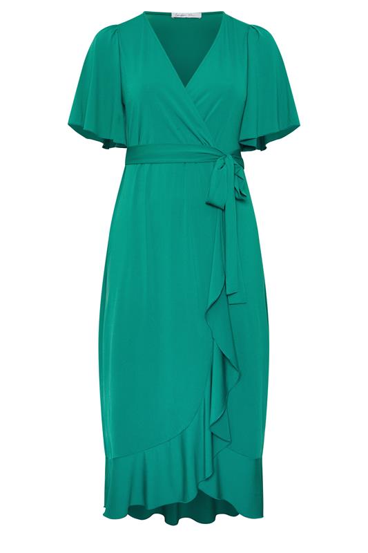 YOURS LONDON Plus Size Blue Ruffle Wrap Dress | Yours Clothing 5