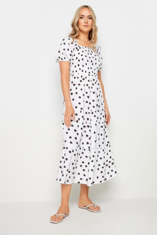  Tallas Grandes LTS Tall White Polka Dot Midi Dress