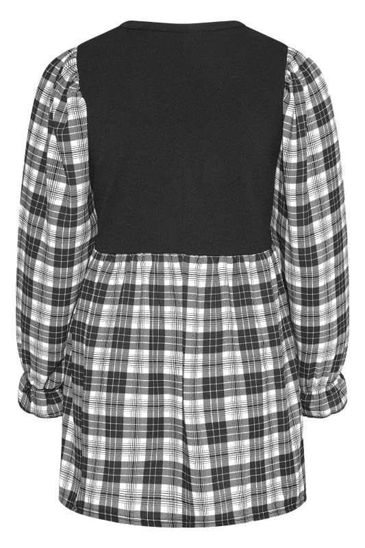 Plus Size LIMITED COLLECTION Black Check Balloon Sleeve Peplum Top | Yours Clothing 7