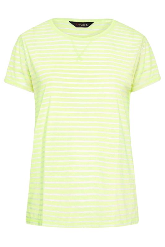 Curve Fluorescent Yellow Stripe Topstitch T-shirt 5