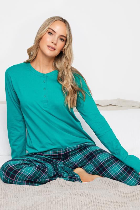  Tallas Grandes LTS Tall Turquoise Green Placket Pyjama Top