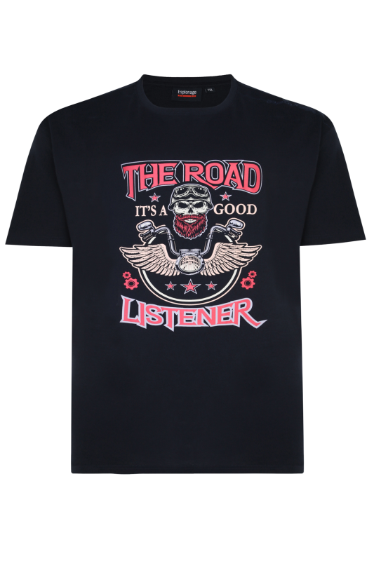 ESPIONAGE Big & Tall Black Road Listener Printed T-Shirt 2