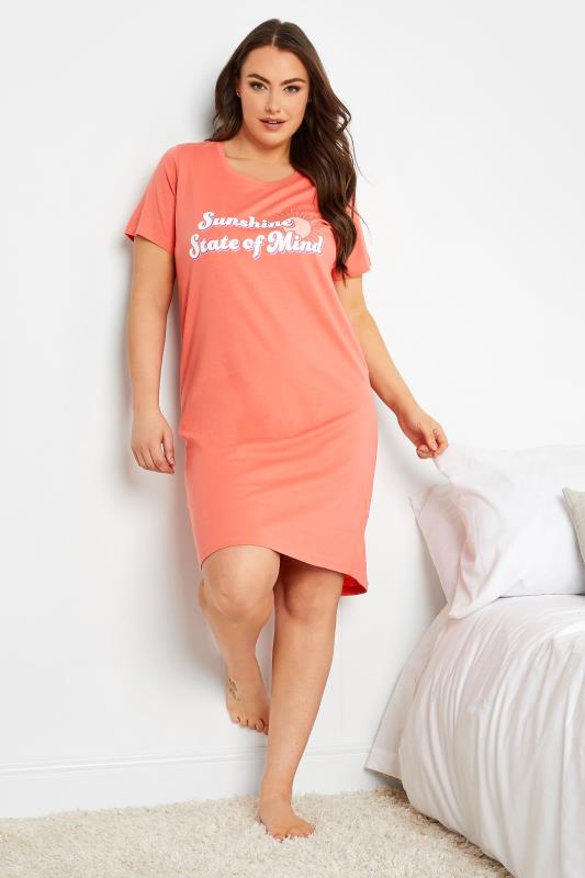 YOURS Plus Size Orange 'Sunshine State' Nightdress | Yours Clothing 2