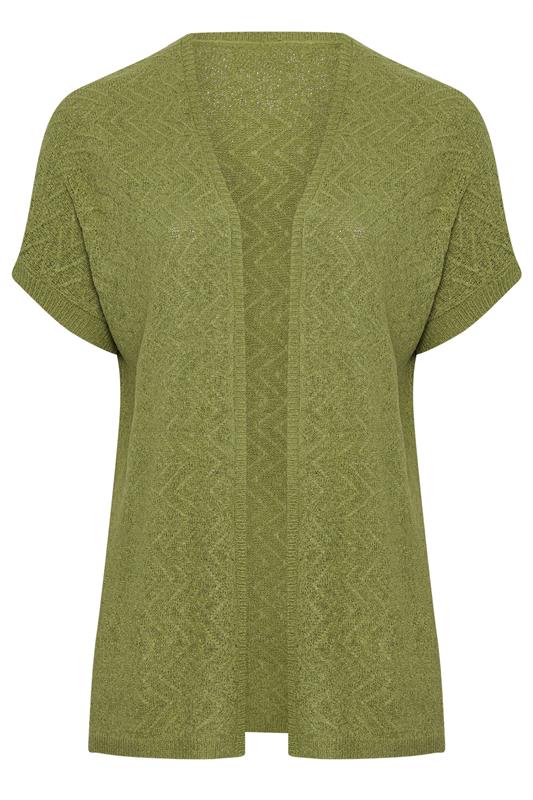 EVANS Plus Size Green Tape Yarn Short Sleeve Cardigan | Evans 5