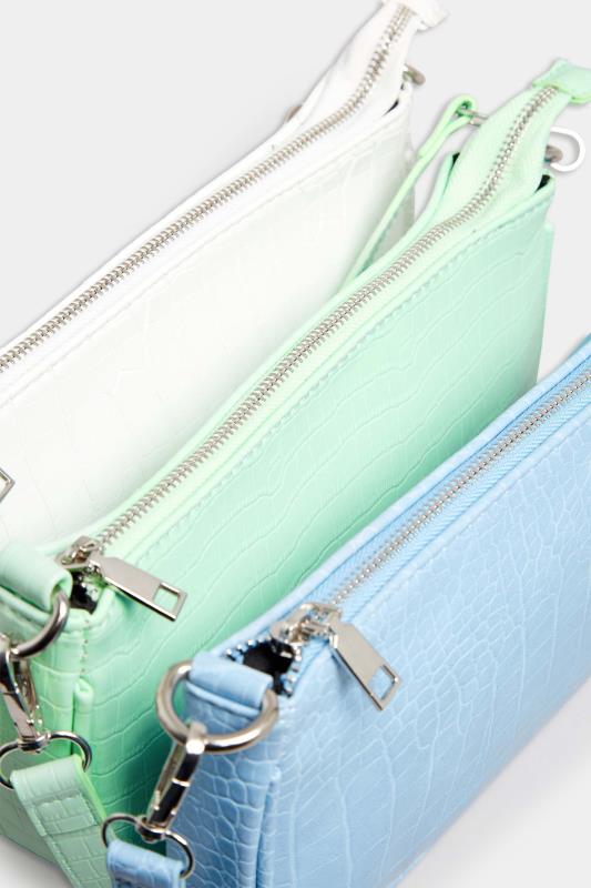 Light Blue Faux Croc Shoulder Bag | Yours Clothing 8