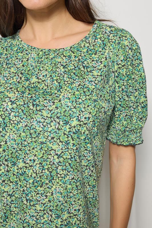 M&Co Green Ditsy Floral Puff Sleeve Top | M&Co 4