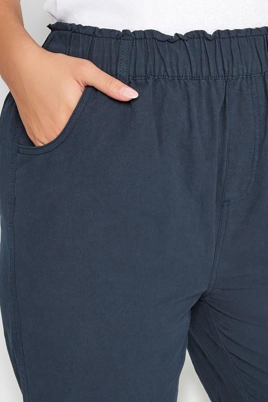 YOURS 2 PACK Plus Size Khaki Green & Navy Blue Cool Cotton Cropped Trousers | Yours Clothing 6