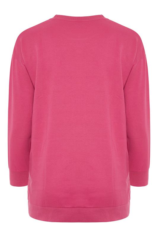 Curve Hot Pink 'New York' Slogan Sweatshirt 7
