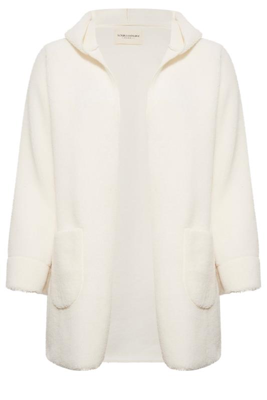 YOURS LUXURY Plus Size Cream Teddy Hooded Jacket | Yours Clothing 6