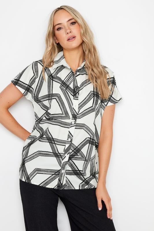 LTS Tall White Abstract Print Shirt | Long Tall Sally 1