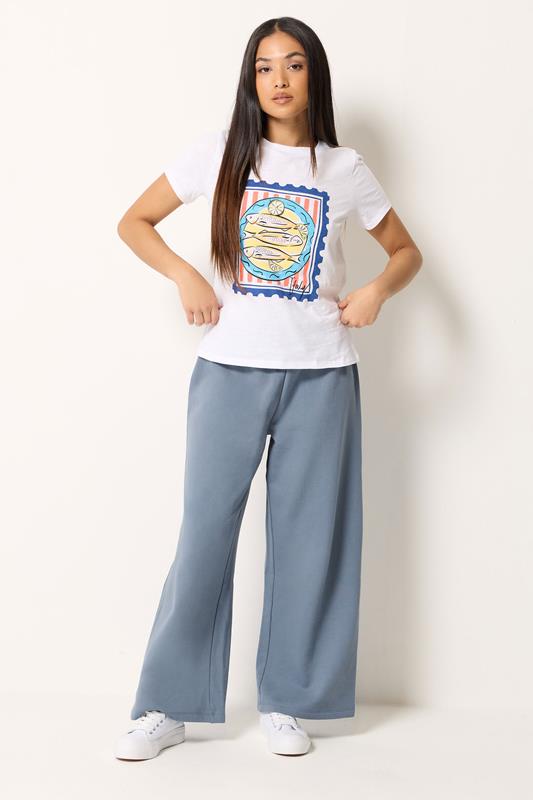  M&Co Petite denimblauwe joggingbroek met wijde pijpen