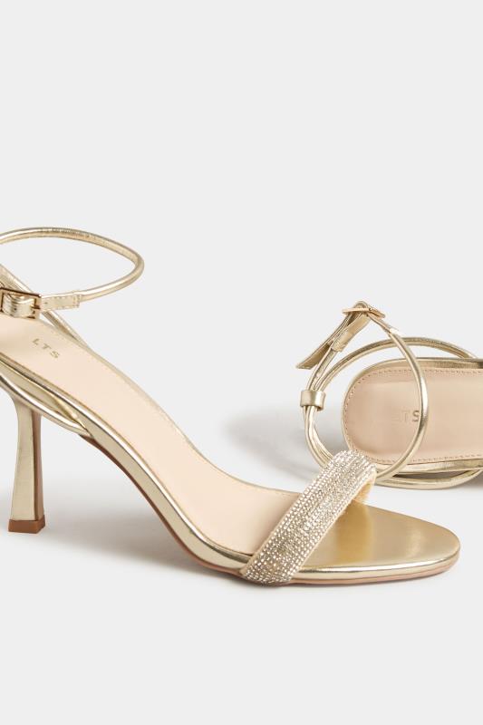 LTS Gold Diamante Heel Sandal in Standard Fit | Long Tall Sally 5