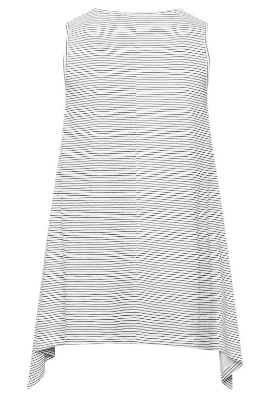 YOURS Curve Plus Size White Stripe Print Hanky Hem Vest Top | Yours Clothing  7