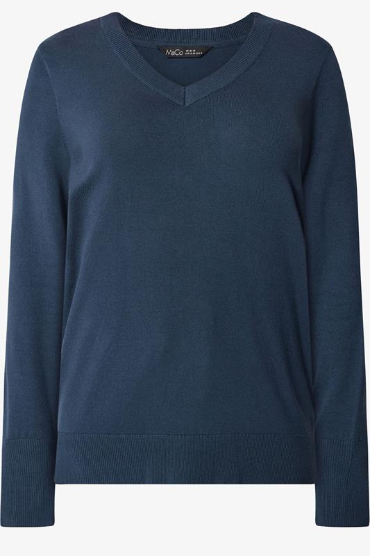 M&Co Navy Blue V-Neck Jumper| M&Co 5