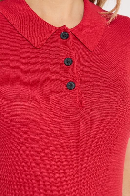 LTS Tall Women's Red Knitted Polo Top | Long Tall Sally 5