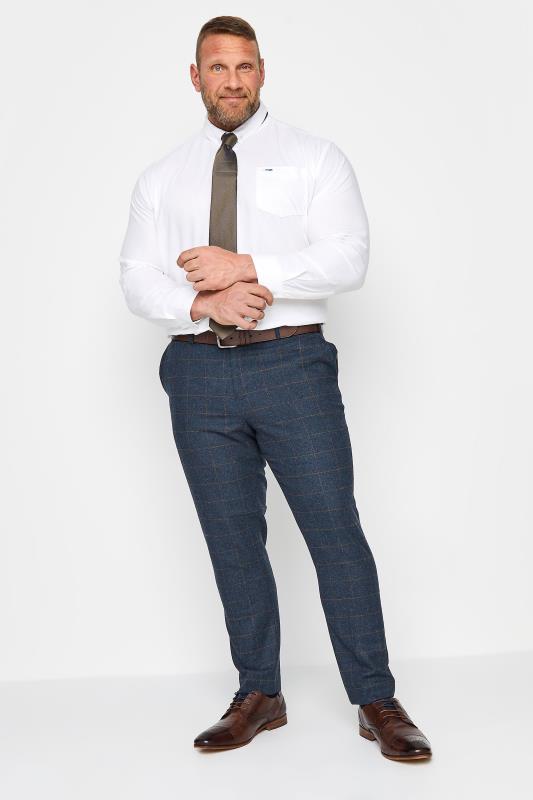 BadRhino Big & Tall Blue Tweed Check Suit Trousers | BadRhino 2