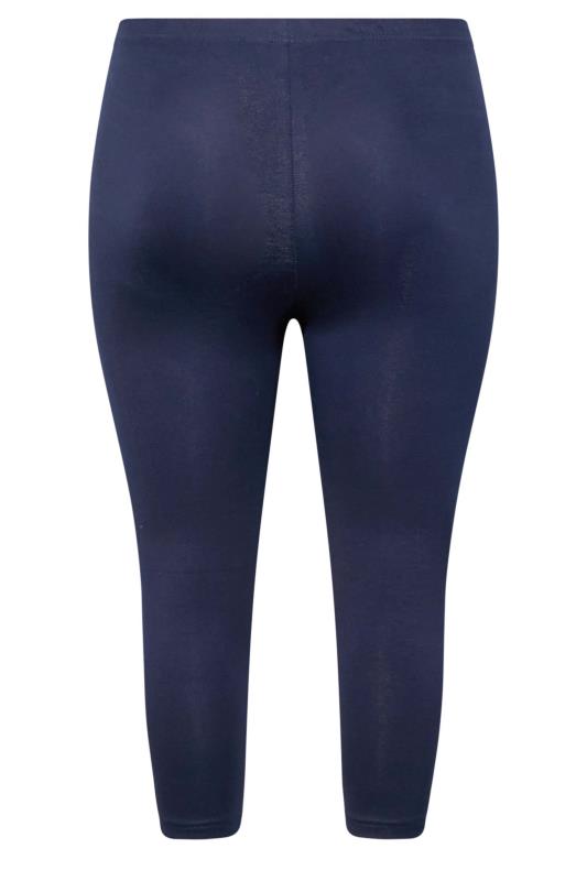 YOURS Curve Plus Size Navy Blue Cropped Leggings | Yours Clothing  5