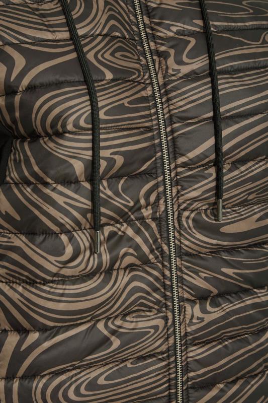 Plus Size Black Marble Print Padded Zip Hoodie | Yours Clothing 5