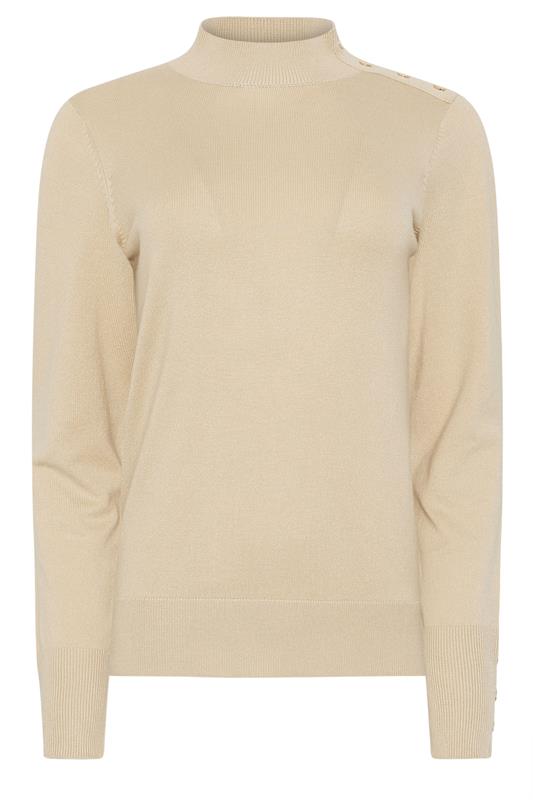 M&Co Natural Brown Button Turtle Neck Jumper | BadRhino 6