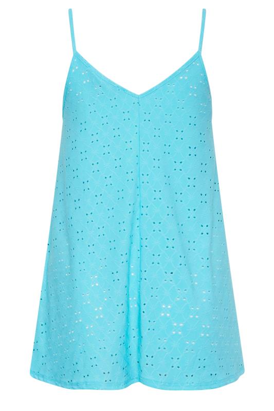 LIMITED COLLECTION Plus Size Aqua Blue Broderie Anglaise Cami Vest Top | Yours Clothing 7