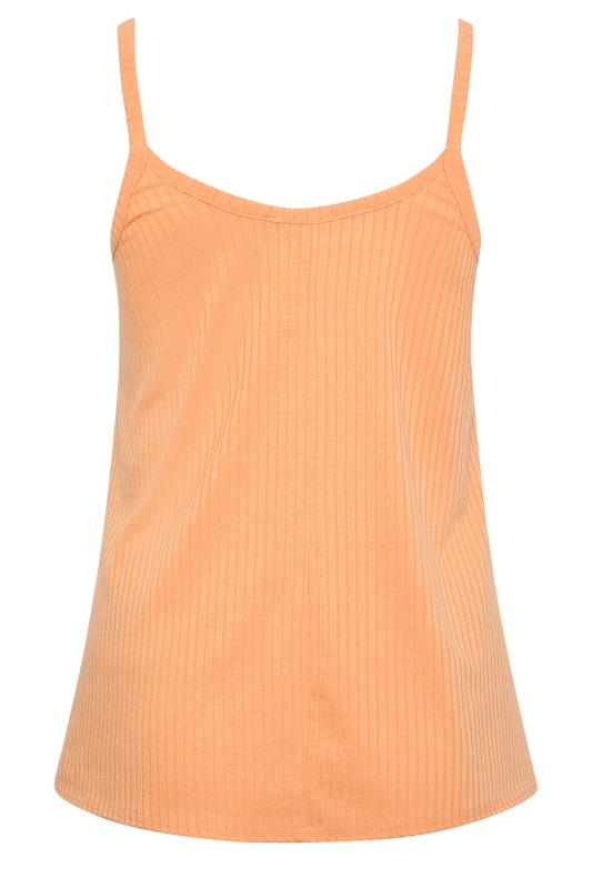LIMITED COLLECTION Plus Size Orange Ribbed Button Cami Vest Top | Yours Clothing  7