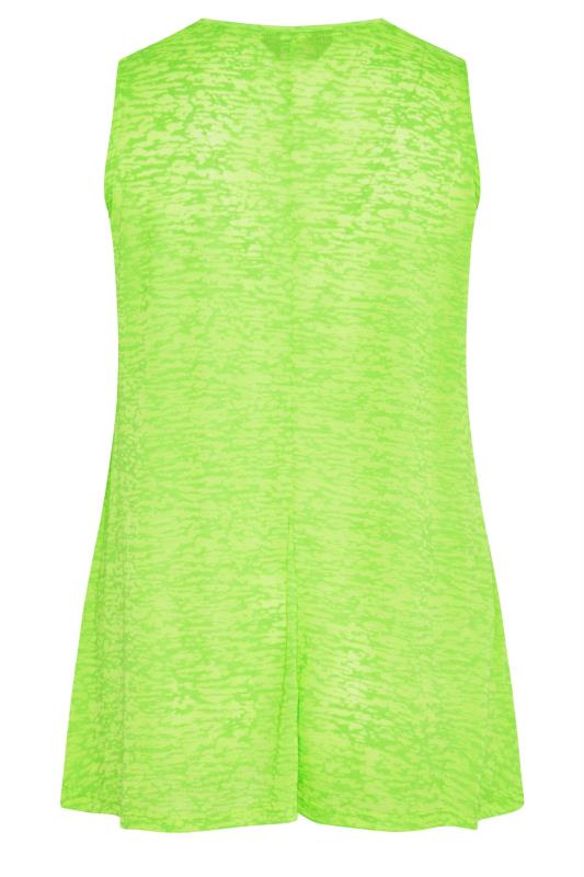 Plus Size Neon Green Burnout Pleat Vest Top | Yours Clothing 6