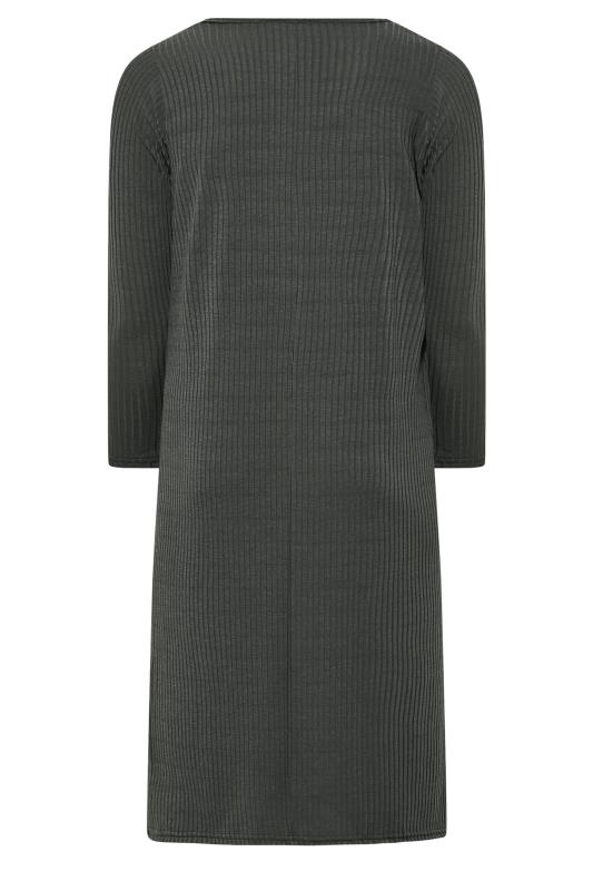 LIMITED COLLECTION Plus Size Charcoal Grey Ribbed Dress | Yours Clothing 7