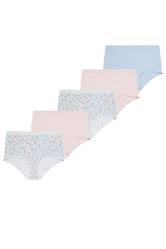  YOURS pack de 5 bragas de cobertura completa con estampado floral rosa