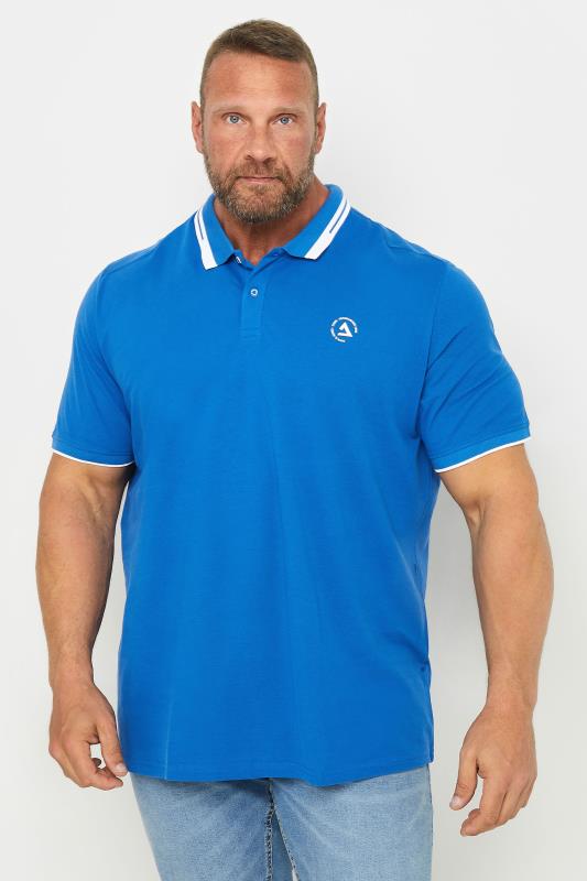  Grande Taille JACK & JONES Big & Tall Blue 3D Logo Polo Shirt