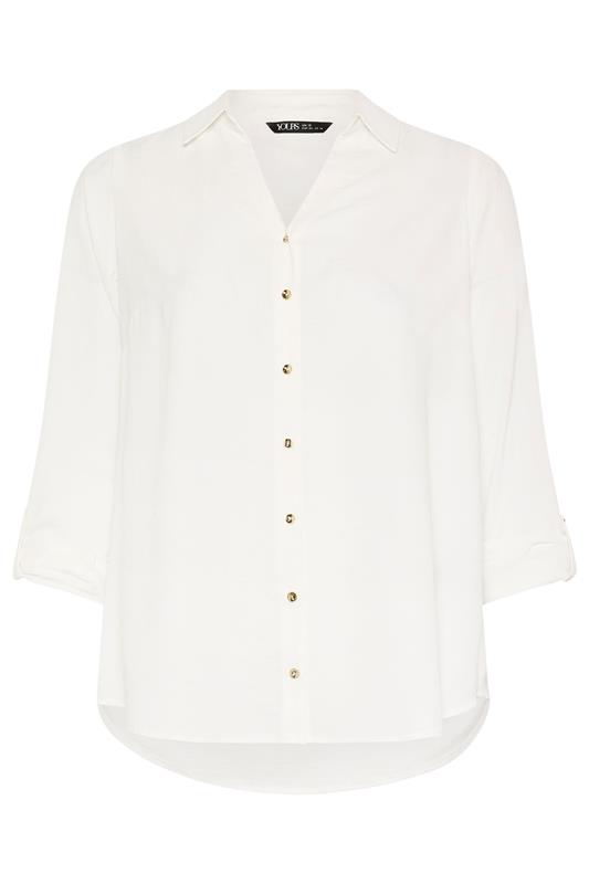 YOURS Plus Size Ivory White Button Through Blouse | Yours Clothing 5