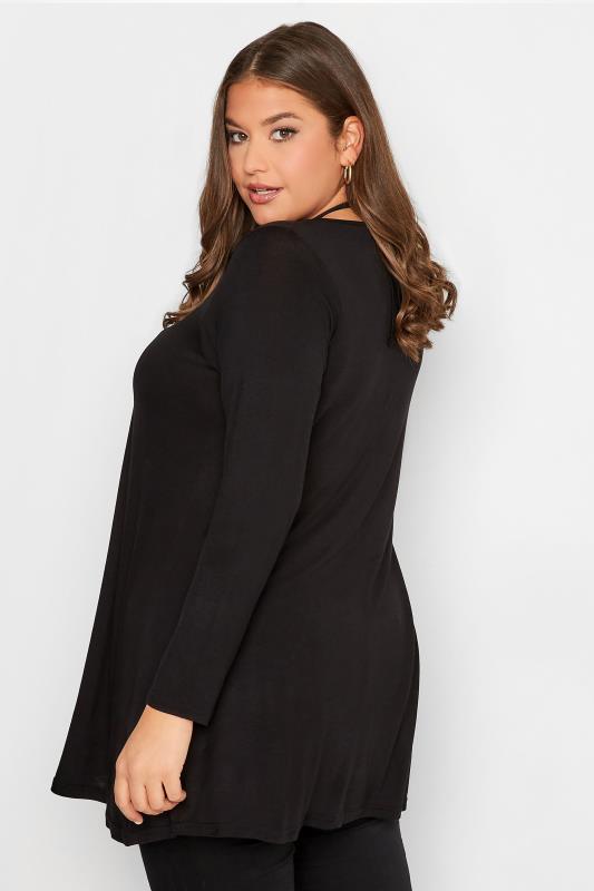 Plus Size Black Ring Detail Swing Top | Yours Clothing 3