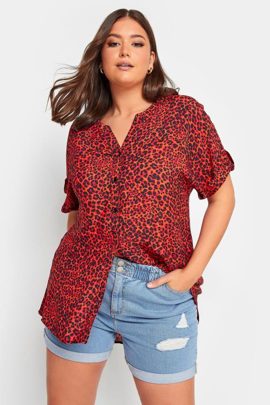 Camisa rojo aurora con estampado leopardo | Clothing