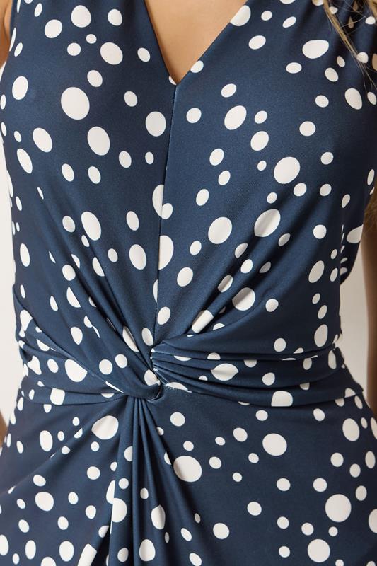 M&Co Navy Blue Polka Dot Twist Front Maxi Dress | M&Co 4