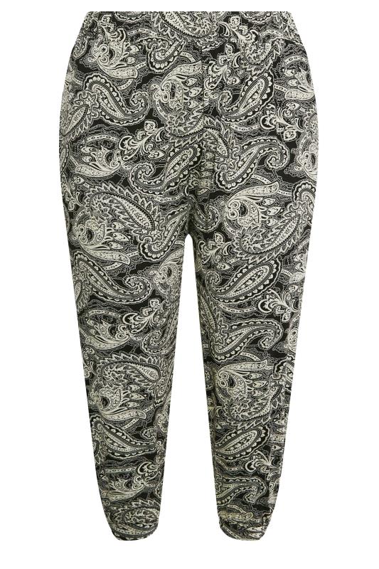 YOURS Plus Size Black Paisley Print Cropped Harem Joggers | Yours Clothing 5