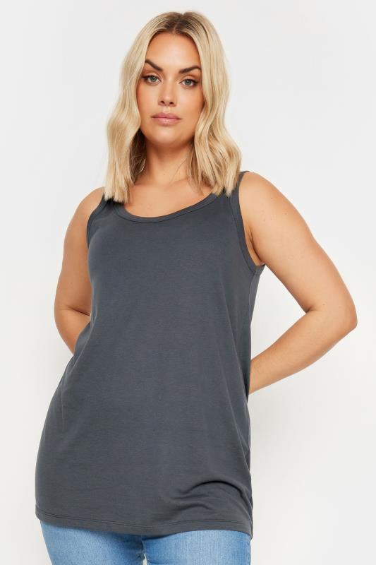 YOURS Plus Size Charcoal Grey Core Vest Top | Yours Clothing 1