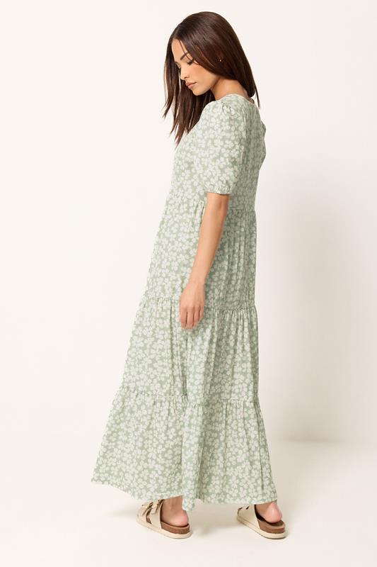 PixieGirl Sage Green Ditsy Tiered Maxi Dress | PixieGirl 2