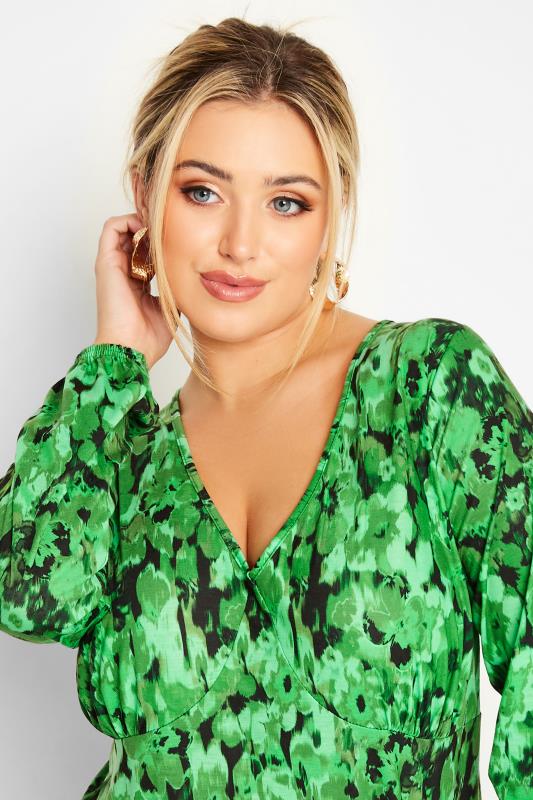 LIMITED COLLECTION Plus Size Green Floral Bust Detail Top | Yours Clothing 4
