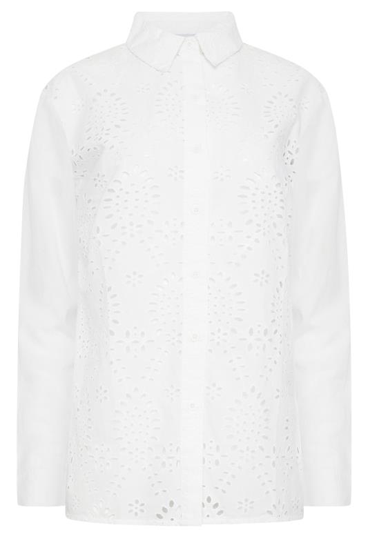 LTS Tall Womens White Broderie Anglaise Front Shirt | Long Tall Sally 6