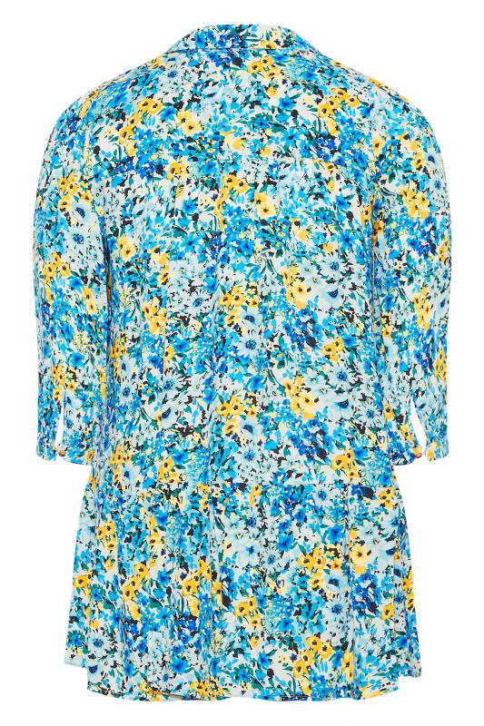 Curve Blue Floral Print Smock Shirt_BK.jpg