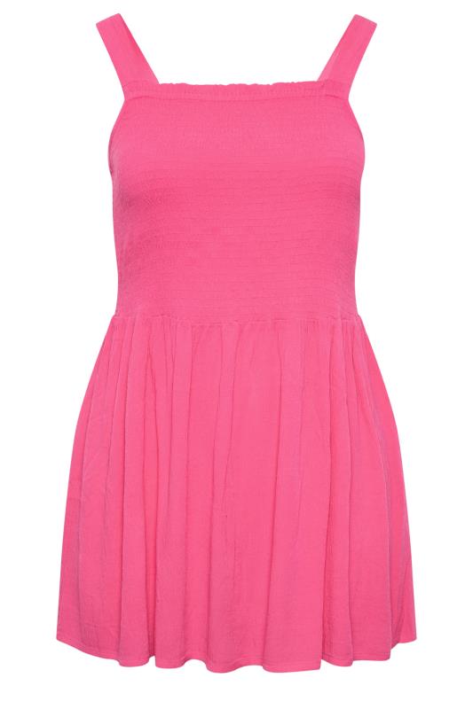 YOURS Plus Size Hot Pink Crinkle Vest Top | Yours Clothing 6